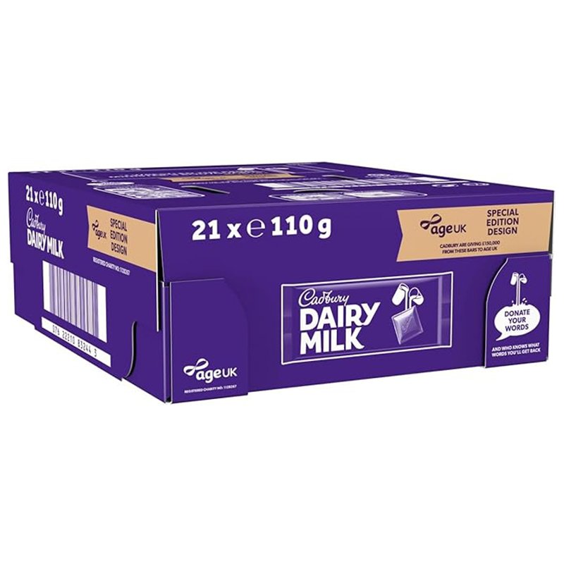 Cadbury Dairy Milk Chocolate Bar 110g (Pack of 21 Bars) - Image 2
