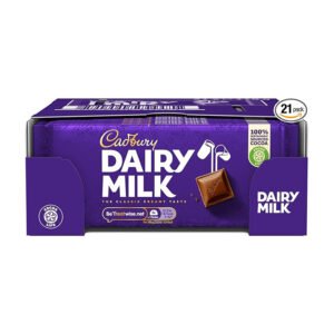 Cadbury Dairy Milk Chocolate Bar 110g (Pack of 21 Bars)