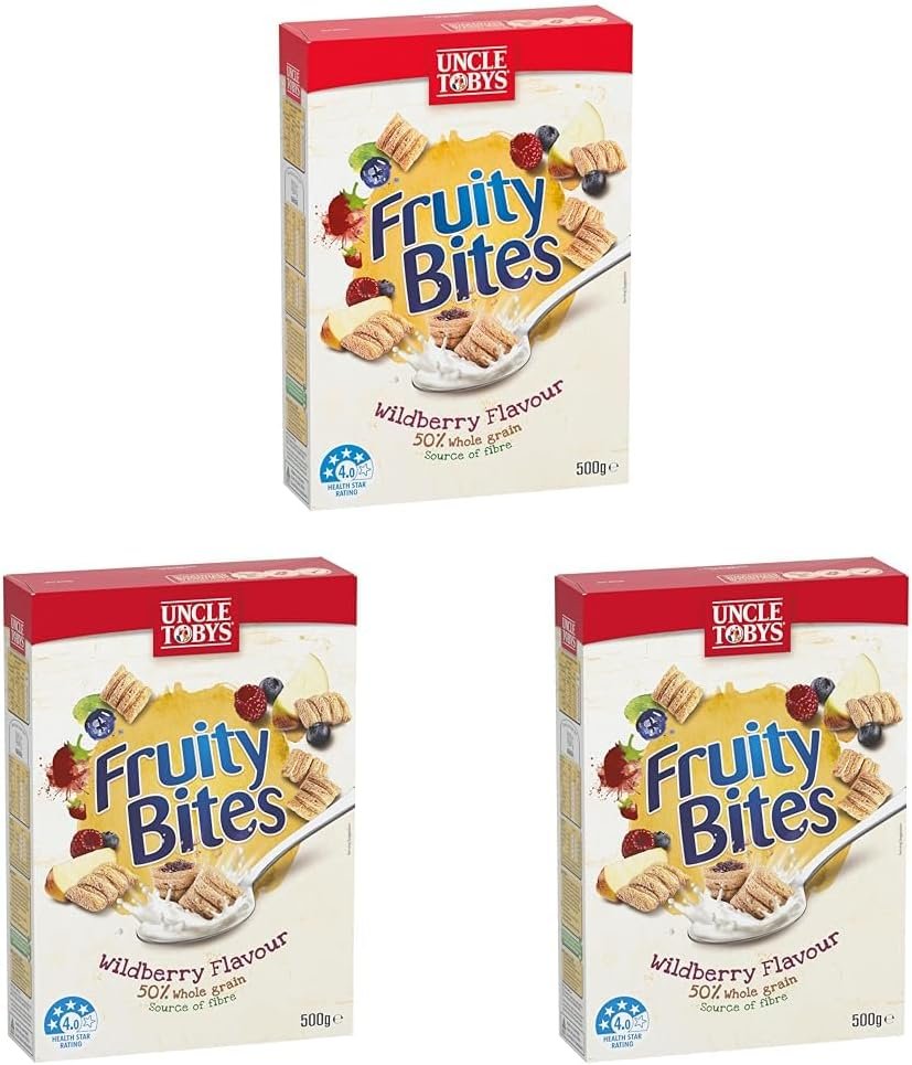 UNCLE TOBYS Fruity Bites Wildberry Breakfast Cereal, 500g (Pack of 3)