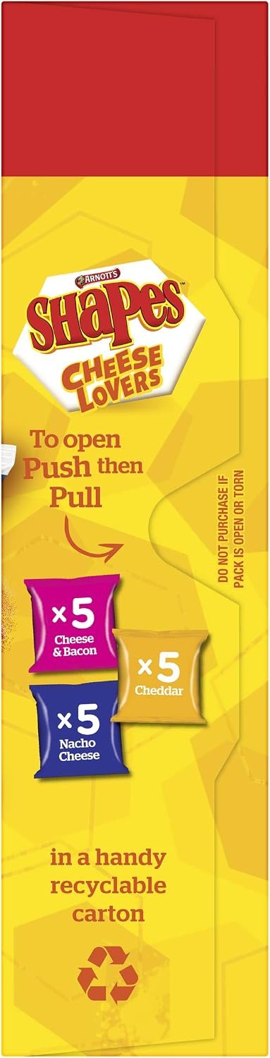 Arnott's Shapes Cheeselovers Variety Multipack 15 Pack 375g - Image 3