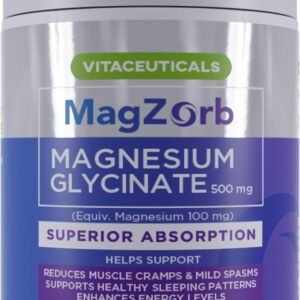 Vitaceuticals MagZorb, High Strength Pure Magnesium Glycinate 500mg - 100 Capsules