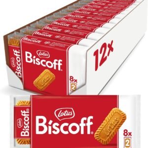 Lotus Biscoff Caramelised Biscuits, 192 Individually Wrapped Biscuits per 2, 12 Packs (8x2)  1.5kg