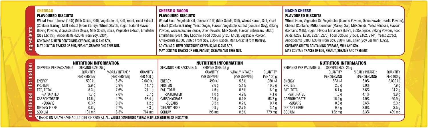 Arnott's Shapes Cheeselovers Variety Multipack 15 Pack 375g - Image 2