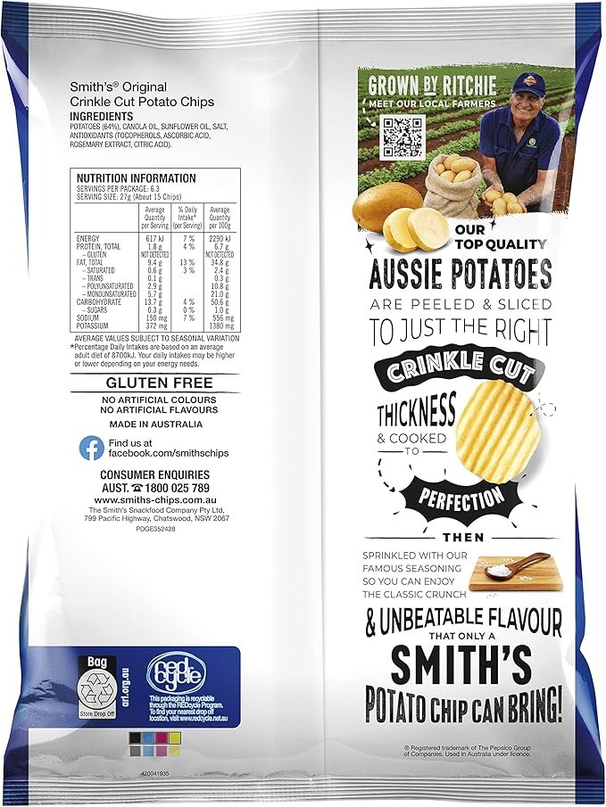 Smith's Crinkle Cut Variety Pack, 170g x 8 - Image 4