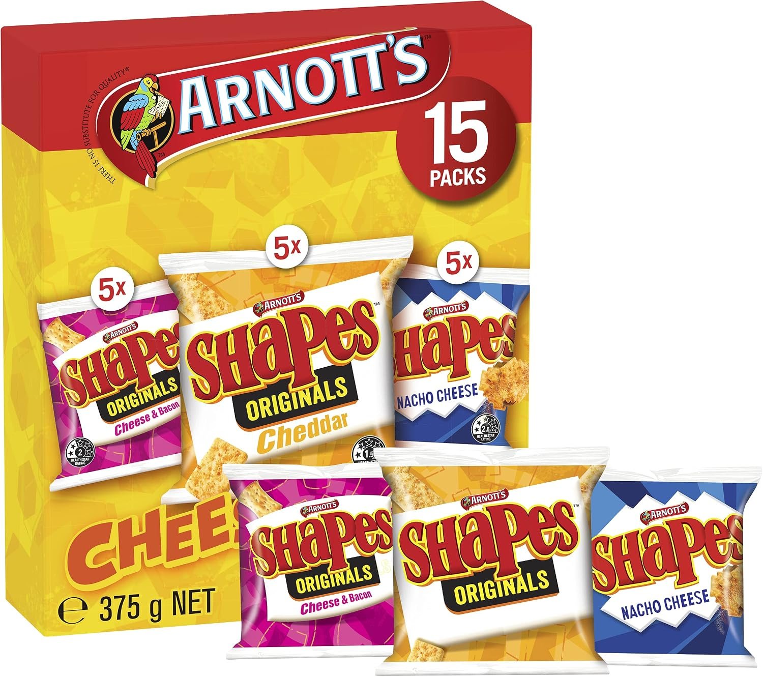 Arnott's Shapes Cheeselovers Variety Multipack 15 Pack 375g - Image 5